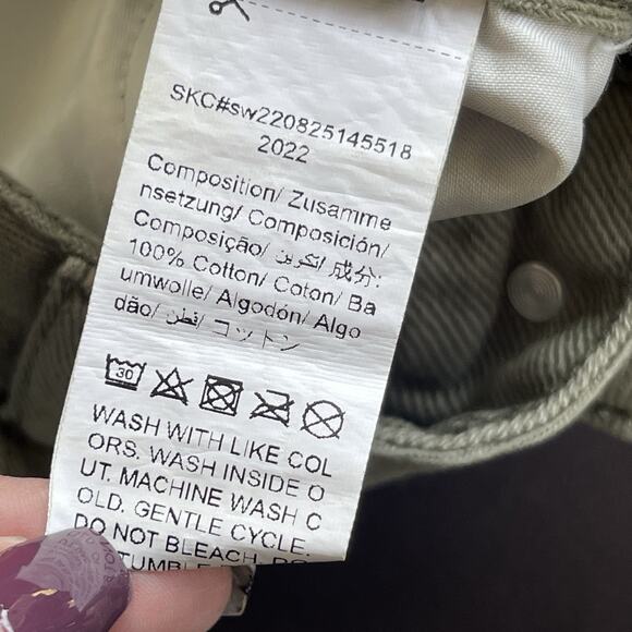 Shein Womens Butterflies Jeans Large Green Distressed Boho Denim Cotton Festival - Picture 6 of 12